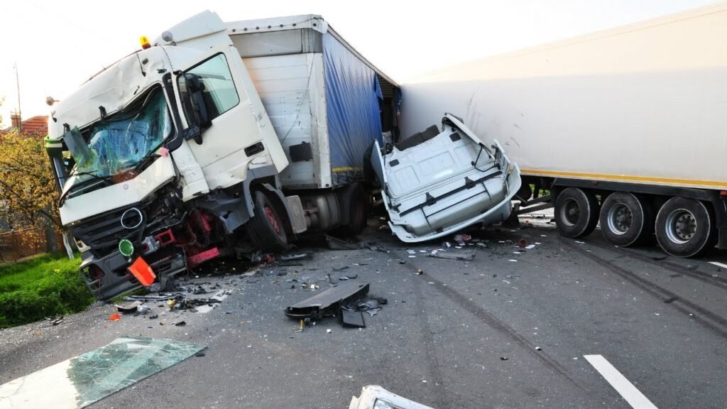 Truck crash scene representing serious injuries beyond PIP